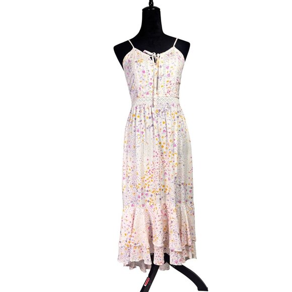 Japna Dresses & Skirts - Japna Floral Maxi Dress Small - Boho Chic Cottagecore High-Low Ruffle Hem - Past